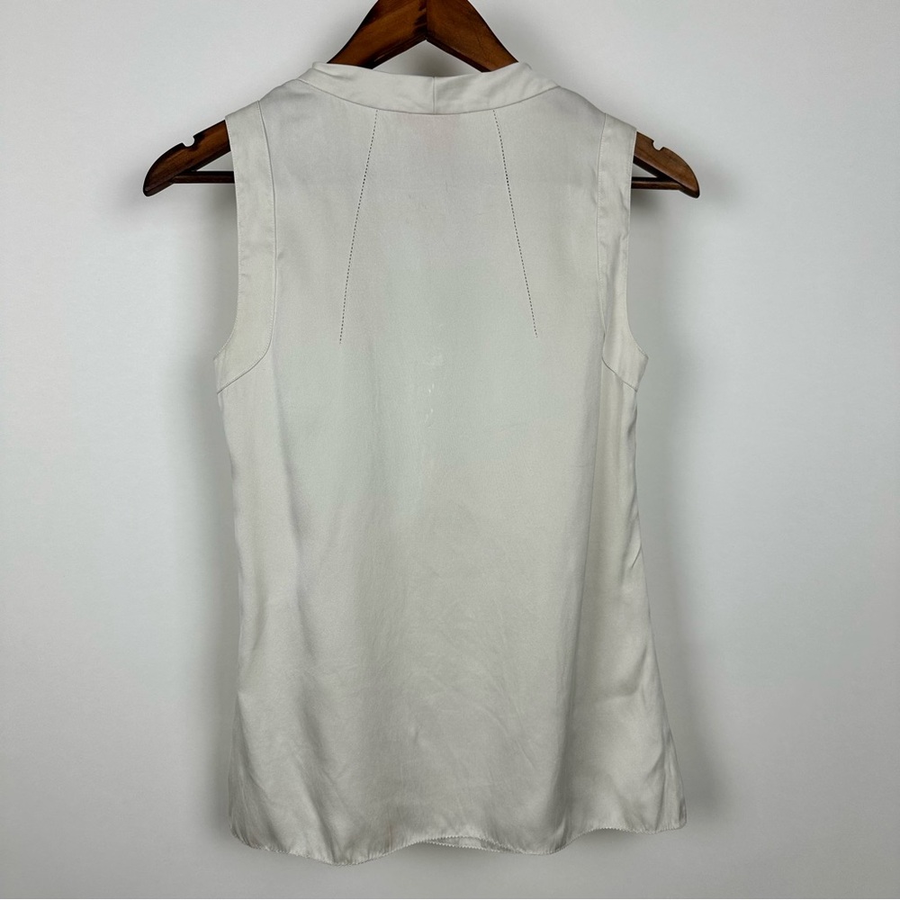 TORY BURCH Jasmine 100% Silk Shell Cow Neck Tank Top Ivory Cream - Picture 3 of 8